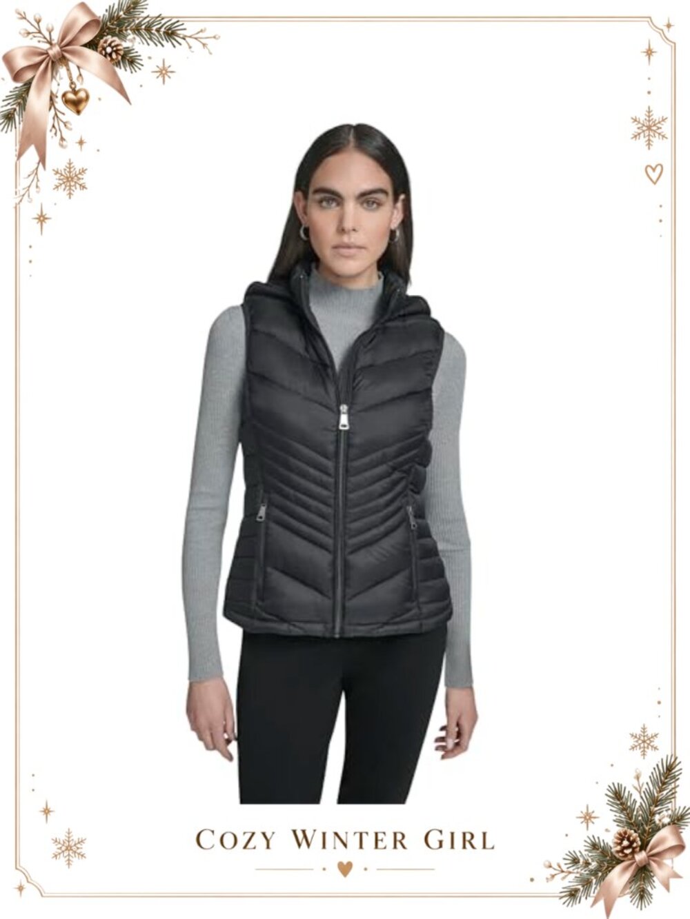 Calvin Klein Lightweight Hooded Quilted Puffer Vest Stretch Zip Pockets